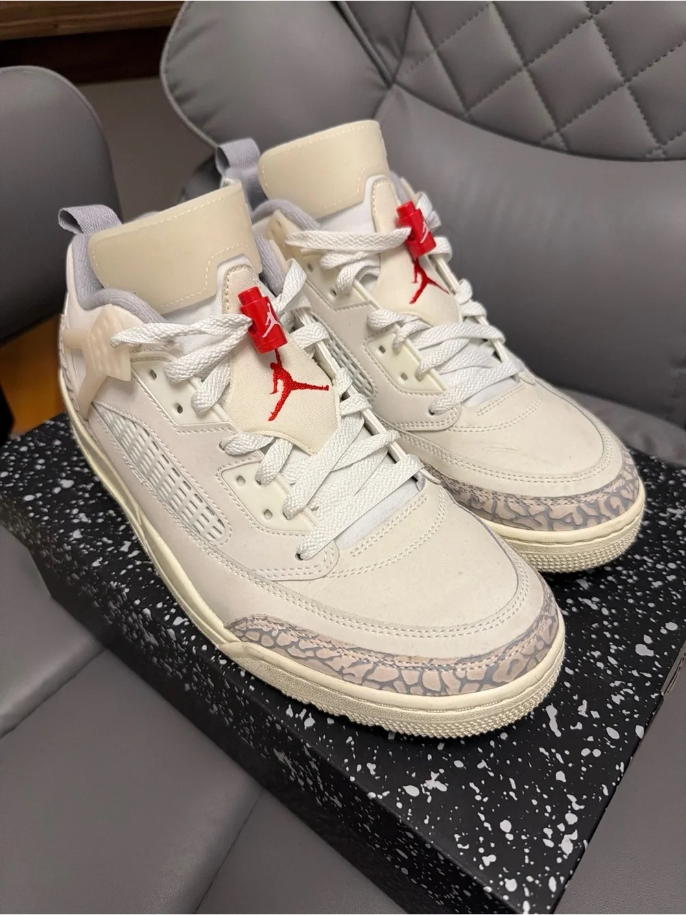 Jordan White and Red Retro Basketball Sneakers